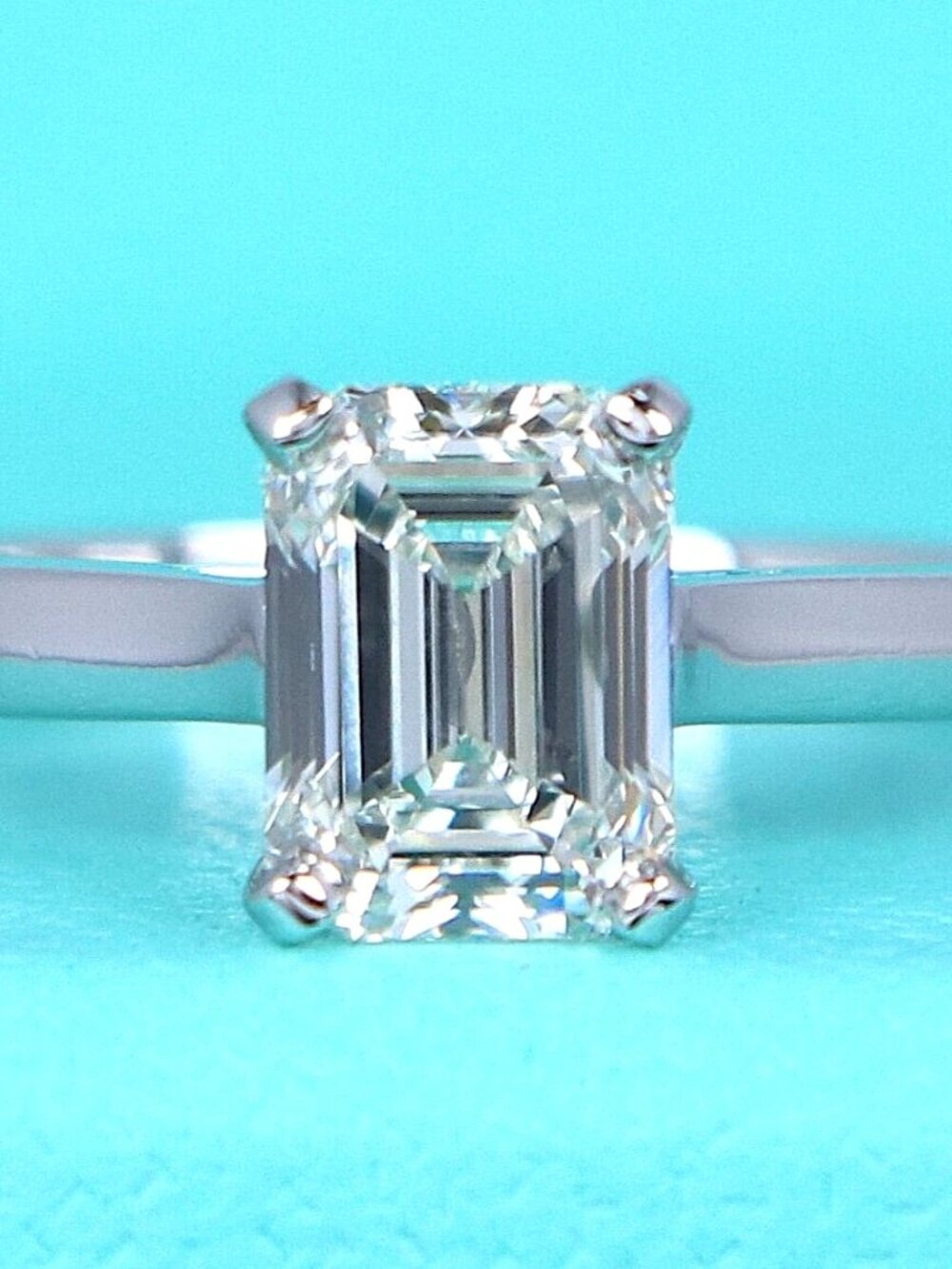 25289 Tiffany & Co 1.55 Platinum I VVS2 Emerald Cut Diamond Engagement Ring 6